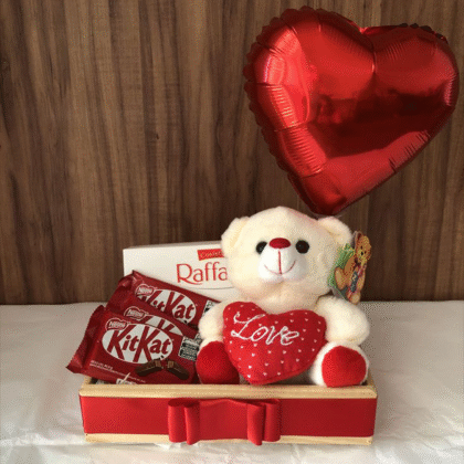 Red Love Box with Teddy and Chocolates