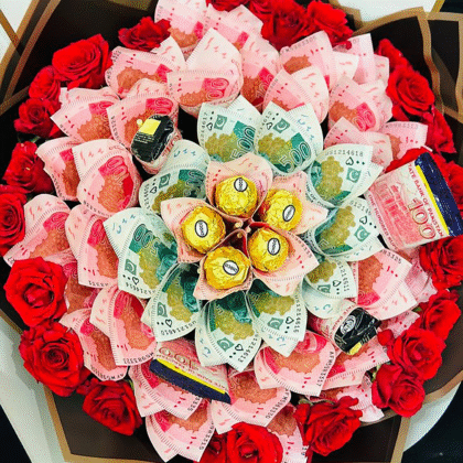 Red Rose Garden Style Money Bouquet