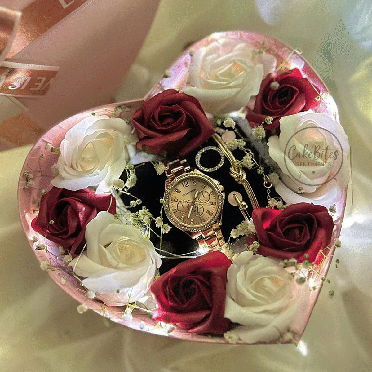Red Chocolate Heart Hamper with Bow